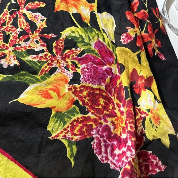 Soft Surroundings Black 100% Cotton Maxi Floral Dress Handkerchief Hem - Picture 10 of 10